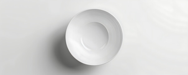 top view image of an empty white bowl on a white background. Ideal for product mockups, minimalist designs, and culinary presentations