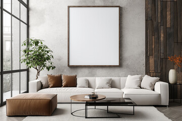 Frame mockup, ISO A paper size. Home Office wall poster mockup. Interior mockup with office background. Modern interior design.