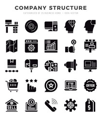 Set of Company Structure Icons. Simple Glyph art style icons pack.