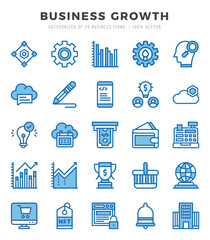 Business Growth icons Pack. Two Color icons set. Business Growth collection set.