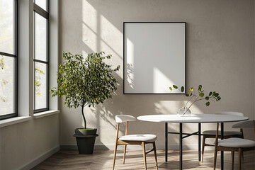 Frame mockup, ISO A paper size. Home Office wall poster mockup. Interior mockup with office background. Modern interior design.