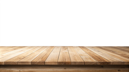 Empty natural wooden table top isolated with transparent background