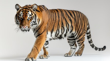 Obraz premium Tiger walking through snow in the wild