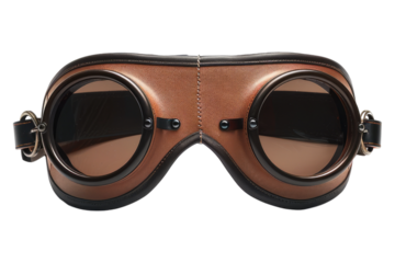 Shiny brown googles for bike isolated on transparent background