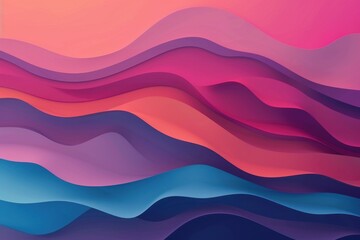 Abstract wavy background with vibrant gradients of pink, purple, blue, and red colors. Modern and stylish design for website, app, or presentation. Digital art and wallpaper
