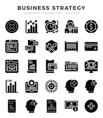 Vector icons set of Business Strategy. Glyph style Icons.