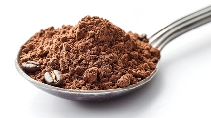 Spoonful of Cocoa Powder and Coffee Beans