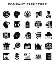 Company Structure icons set. Collection of simple Glyph web icons.