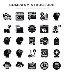 Vector icons set of Company Structure. Glyph style Icons.