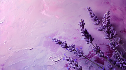 Lavender flowers on color background, closeup. Space for text.