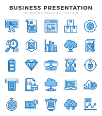 Business Presentation Two Color icons collection. 25 icon set. Vector illustration.