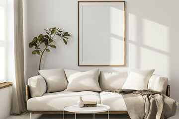 Frame mockup, ISO A paper size. Home Office wall poster mockup. Interior mockup with office background. Modern interior design.