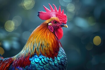 Fototapeta premium Colorful rooster close-up