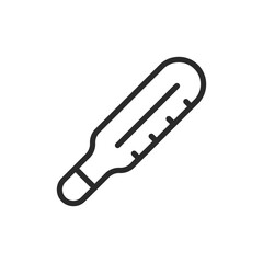 Medical thermometer, linear style icon. Mercury or other liquid. Editable stroke width