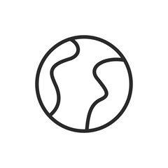 Earth, linear style icon. Simple depiction of the globe, global presence and international unity. Editable stroke width