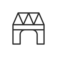 Railway bridge, linear style icon. bridge used by trains. Editable stroke width.