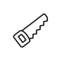 Saw, linear style icon. saw tool used for cutting. Editable stroke width.