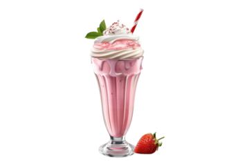 Strawberry milkshake isolated on transparent background