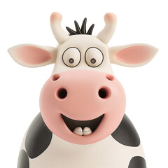 cute cartoon happy cow portrait/png