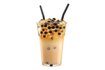 Sweet boba tea isolated on transparent background