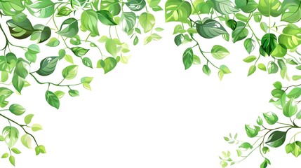 Lush Green Leaves Frame Natural Botanical Background Peaceful Scenery
