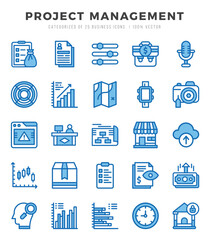 Set of Two Color Project Management Icons. Two Color art icon. Vector illustration