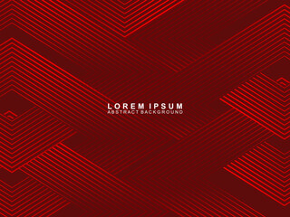 Abstract red glowing geometric lines on red background. Modern shiny gradient red futuristic pattern. Futuristic technology concept, suitable for covers, posters, banners, brochures, websites, etc.