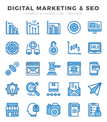 Digital Marketing & SEO icons Pack. Two Color icons set. Digital Marketing & SEO collection set.
