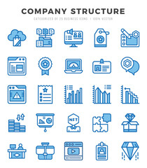 Simple Set of Company Structure Related Vector Two Color Icons.