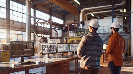 Team of Civil Engineers Designing a State of the Art Renewable Energy Plant with Cutting Edge Computer Simulations and Holographic Displays