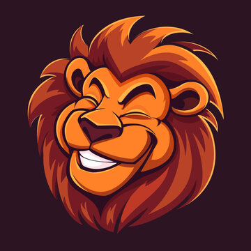 recommend clip art: cartoon character logo, Lion, winking, smiling, 2d, vector illustration, mascot logo