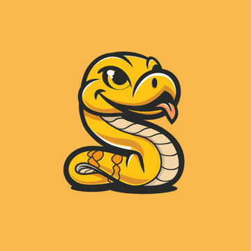 cartoon character logo, Python, winking, smiling, 2d, vector illustration, mascot logo