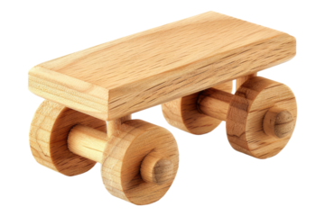 Wooden plan toy isolated on transparent background