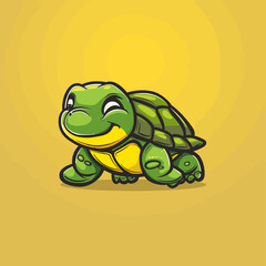 Fototapeta premium cartoon character logo, Turtle, winking, smiling, 2d, vector illustration, mascot logo
