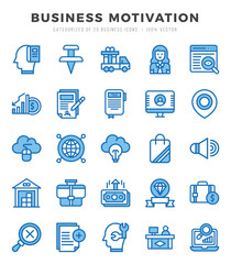 Business Motivation icons set. Collection of simple Two Color web icons.