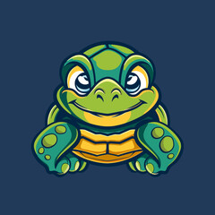 Obraz premium cartoon character logo, Turtle, winking, smiling, 2d, vector illustration, mascot logo