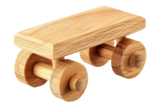 Wooden plan toy isolated on transparent background