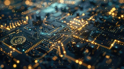 Futuristic Litecoin Nuggets and Cryptographic Patterns in Sleek Digital Landscape