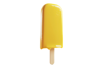 Yellow popsicel ice cream isolated on transparent background