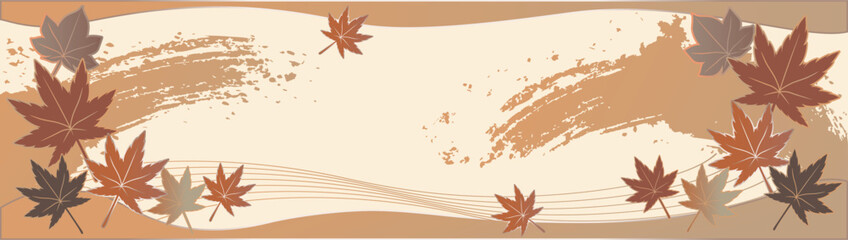 バナー　フレーム　正月　和風　和柄　日本画　紅葉　もみじ　秋　背景　コピースペース　イラスト素材