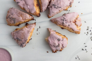 Lavender glazed scones, a sweet crumbly delight