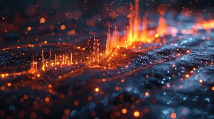 Fototapeta premium Abstract Digital Landscape with Glowing Lights