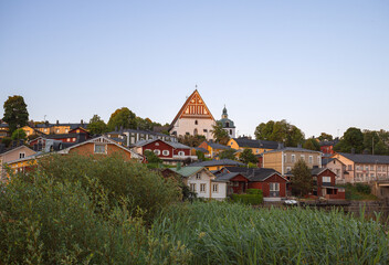 Summer landscape in the village of Porvoo, Finland.