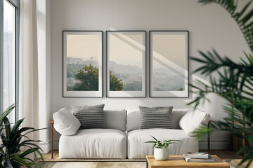 Frame mockup, ISO A paper size. Home Office wall poster mockup. Interior mockup with office background. Modern interior design.
