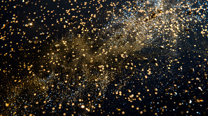 Blurred view of beautiful Christmas lights, bokeh effect  Beautiful Golden Color Bokeh Effect glitter lights grunge background, glitter defocused abstract Twinkly Light ,Abstract gold bokeh with black