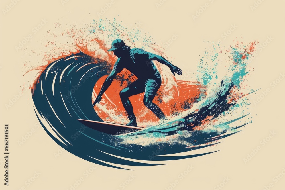 Wall mural Surfer Riding Wave