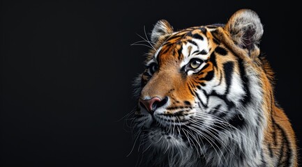 Obraz premium A majestic tiger against a black background