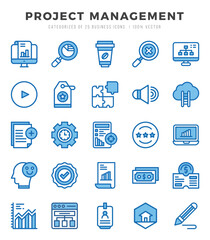 Project Management icons set. Collection of simple Two Color web icons.