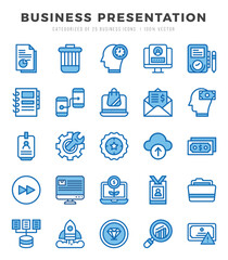 Business Presentation elements. Two Color web icon set. Simple vector illustration.