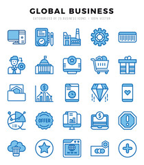 Global Business Two Color icons. Vector Two Color illustration.